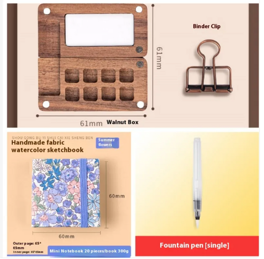 Mini Walnut Watercolor Set with Sketch Journal