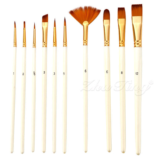 10 Nylon Hair Brushes with Fan-shaped Watercolor Pens