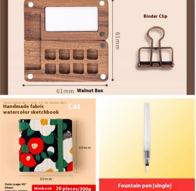 Mini Walnut Watercolor Set with Sketch Journal