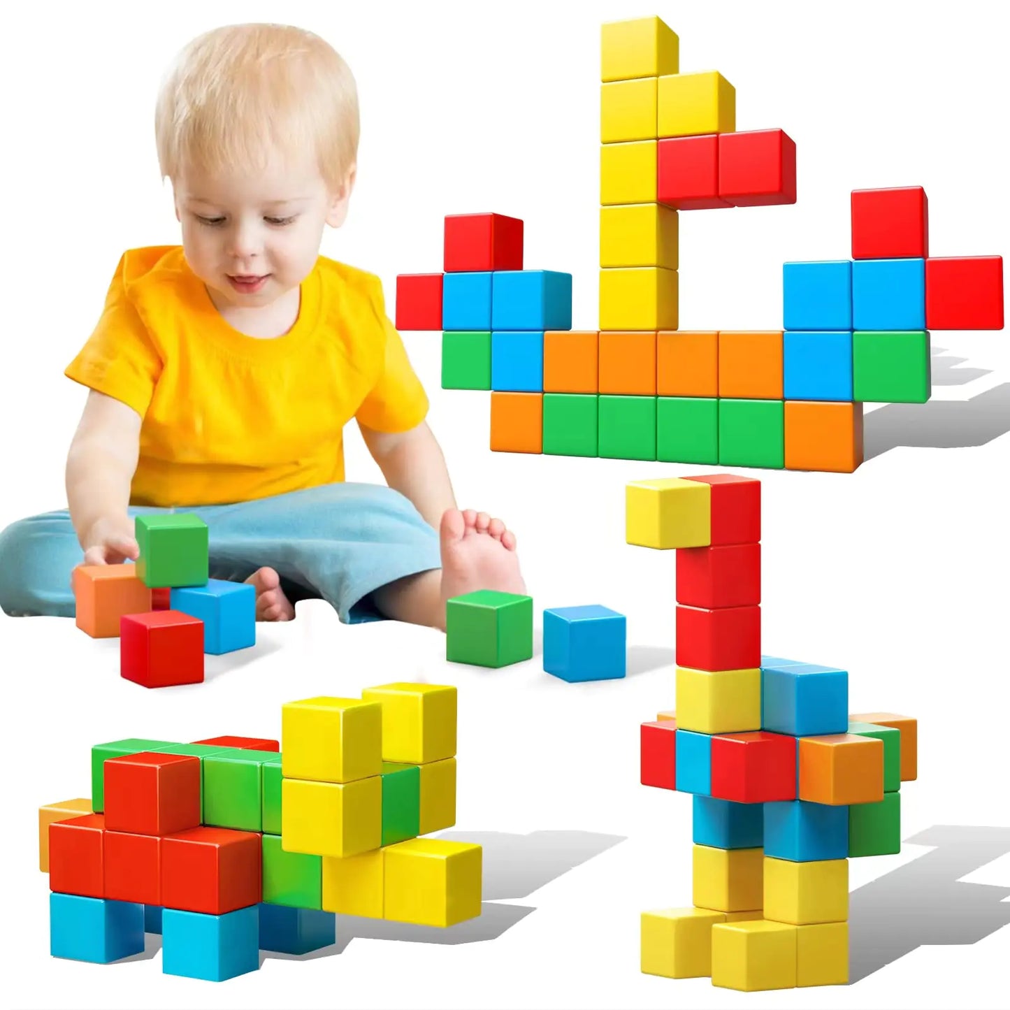 Magnetic Blocks 1.41 inch Large Magnetic Building Blocks for Toddlers 3 4 5 6 7 8 Years Old Boys Girls Magnetic Cubes for Kids 1-3 Montessori Toys STEM Preschool Educational Building Cube 30 Pcs