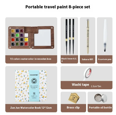 Mini Walnut Watercolor Set with Sketch Journal