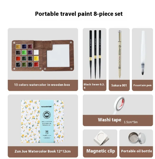 Mini Walnut Watercolor Set with Sketch Journal