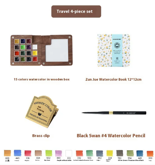 Mini Walnut Watercolor Set with Sketch Journal