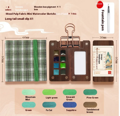 Mini Walnut Watercolor Set with Sketch Journal